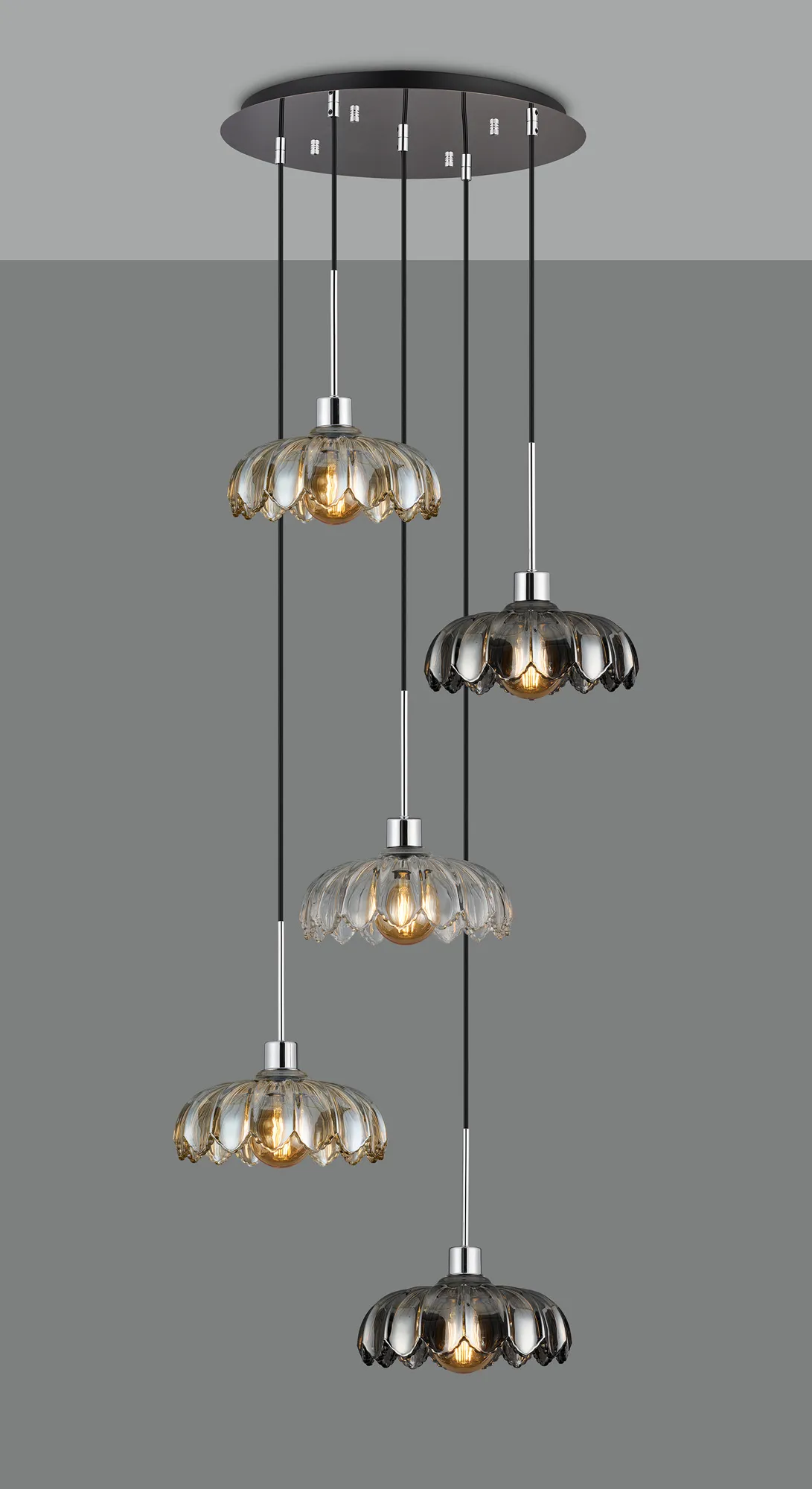 Lori Polished Chrome Ceiling Lights Deco Multiple Pendant Lori Polished Chrome Ceiling Lights Deco Multiple Pendant